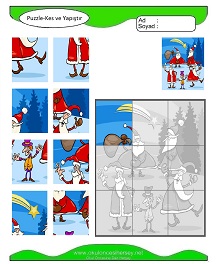 Puzzle Kes Yapıştır Çalışma Sayfaları